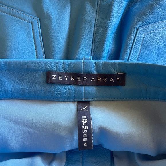 Zeynep Arcay Blue leather tapered pants - Picture 4 of 5